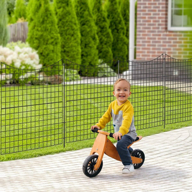 Metal Garden Fence Panels, 5 Pack, 98 cm High, Black