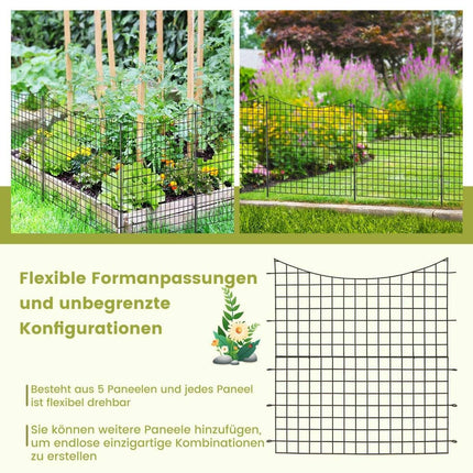 Metal Garden Fence Panels, 5 Pack, 98 cm High, Black