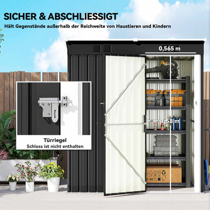 Metal Garden Shed 1.37m², Lockable with Ventilation
