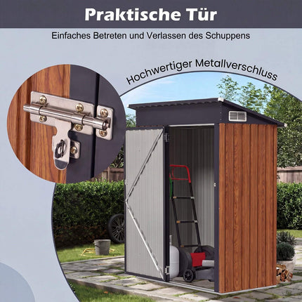Metal Garden Shed 150x90.5x185 cm, Brown, Rustproof