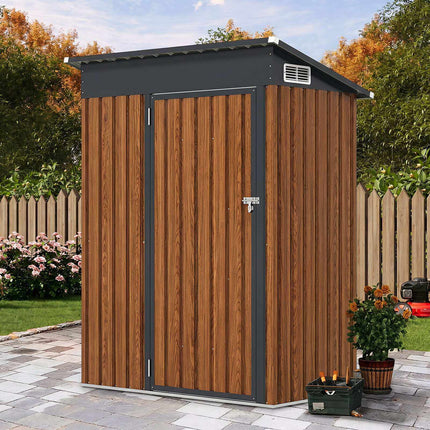 Metal Garden Shed 150x90.5x185 cm, Brown, Rustproof