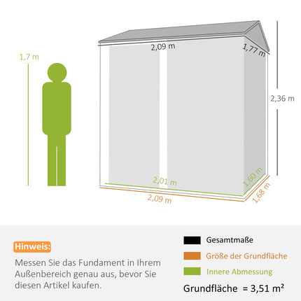 Metal Garden Shed, Galvanized Steel, Ventilated Roof