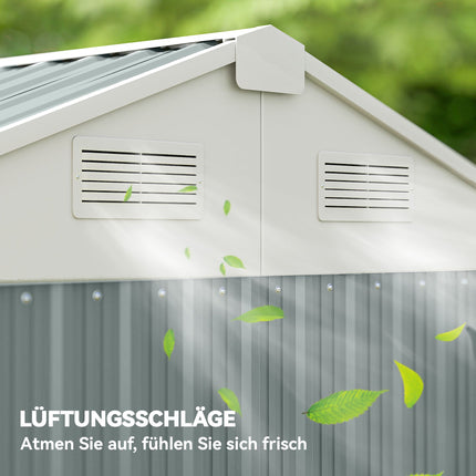 Metal Garden Shed, Galvanized Steel, Ventilated Roof