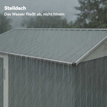 Metal Garden Shed, Galvanized Steel, Ventilated Roof