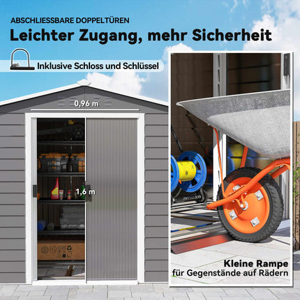Metal Garden Shed, Weatherproof & Lockable, 240x206x198 cm