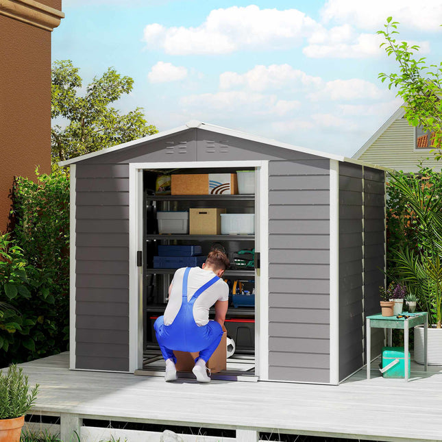 Metal Garden Shed, Weatherproof & Lockable, 240x206x198 cm