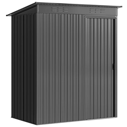Metal Garden Shed with Sliding Door, Dark Grey, 159x106x165 cm