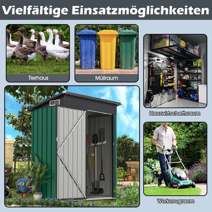 Metal Garden Shed with Sloped Roof, 150 x 90.5 x 185 cm