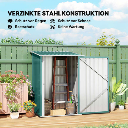 Metal Garden Shed with Sloped Roof, Lockable Door, 100x103x160 cm