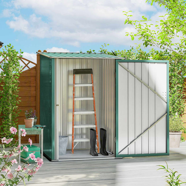 Metal Garden Shed with Sloped Roof, Lockable Door, 100x103x160 cm