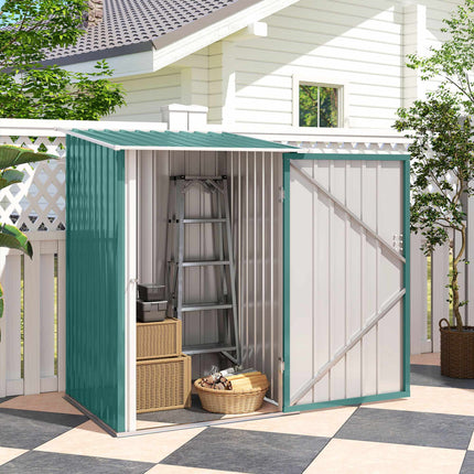 Metal Garden Shed with Sloped Roof, Lockable Door, 100x103x160 cm