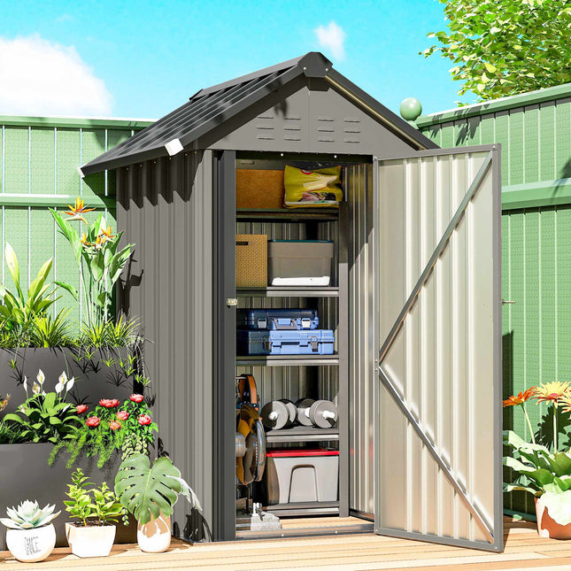 Metal Garden Shed with Ventilation, Lock, Gloves, 1.17 m²