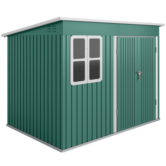 Metal Garden Storage Shed, Window, Wide Door, 260x177x190 cm