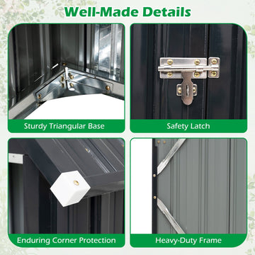 Metal Garden Tool Shed with 3 Adjustable Shelves, Lockable Door