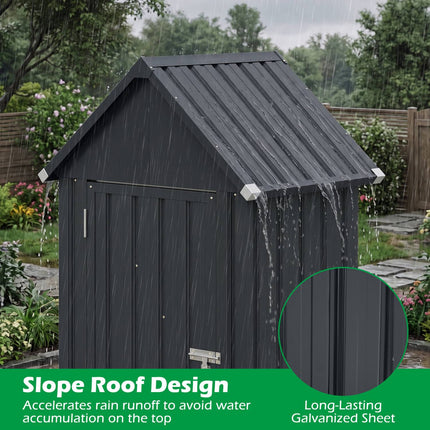Metal Garden Tool Shed with 3 Adjustable Shelves, Lockable Door