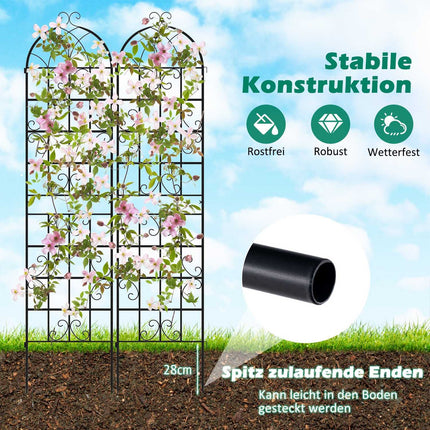 Metal Garden Trellis Set, 220x50 cm, Rustproof, Black