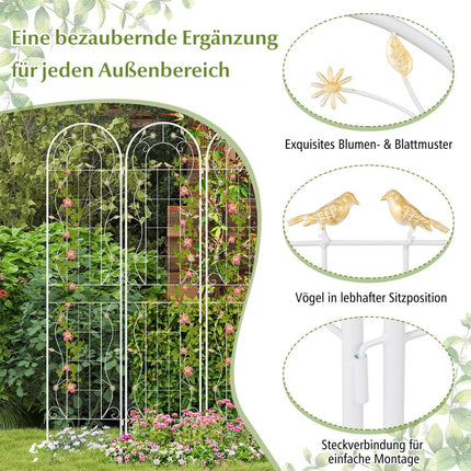 Metal Garden Trellis Set, 220x50 cm, White, 2-Pack