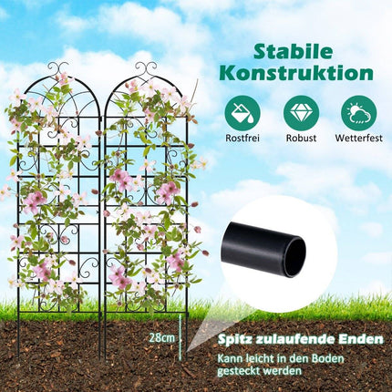 Metal Garden Trellis Set, 2-Pack, 180x50 cm, Black