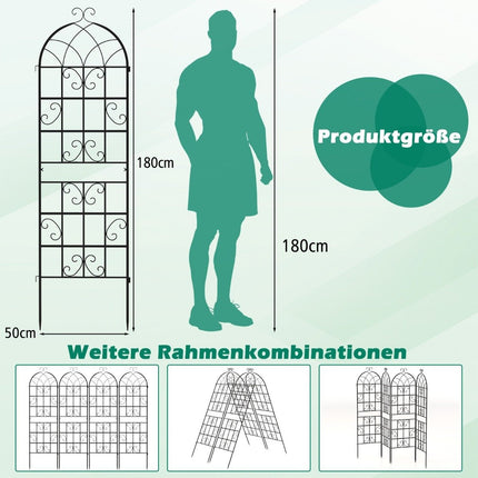 Metal Garden Trellis Set, 2-Pack, 180x50 cm, Black