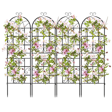 Metal Garden Trellis Set, 4-Pack, 180x50 cm, Black