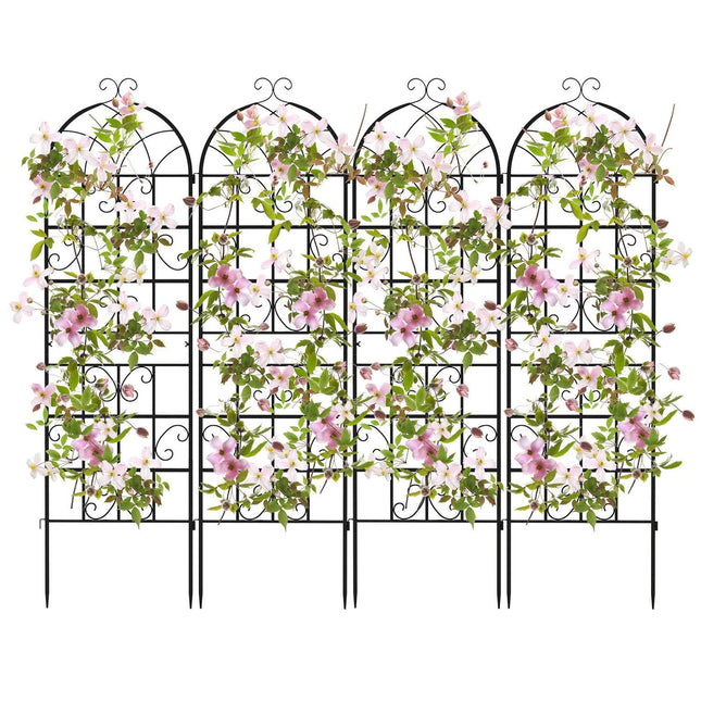 Metal Garden Trellis Set, 4-Pack, 180x50 cm, Black