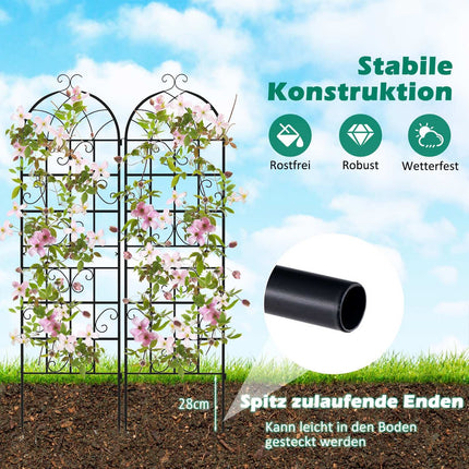 Metal Garden Trellis Set, 4-Pack, 180x50 cm, Black