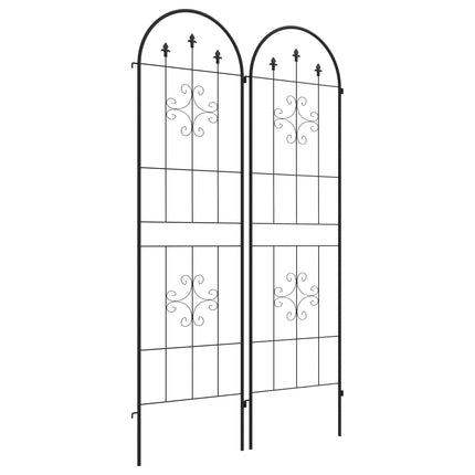 Metal Garden Trellis Set, Black, 50x180 cm, 2-Pack