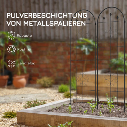 Metal Garden Trellis Set, Black, 50x180 cm, 2-Pack