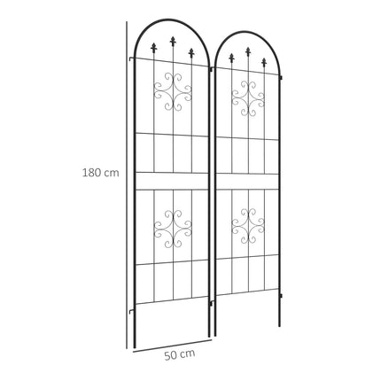 Metal Garden Trellis Set, Black, 50x180 cm, 2-Pack