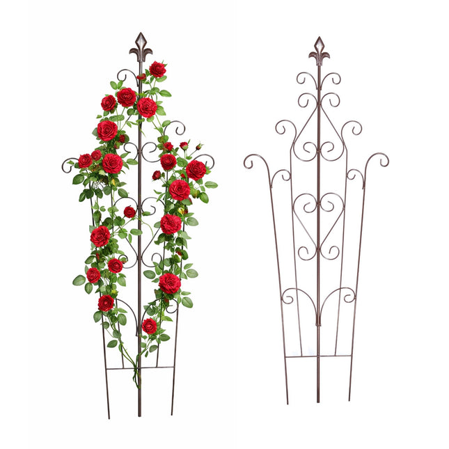 Metal Garden Trellis, Vintage Fleur-De-Lis Finials