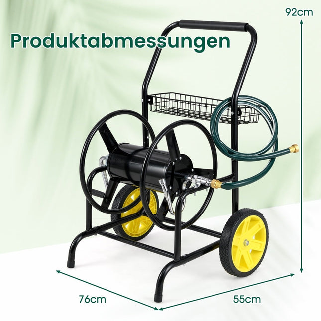 Metal Hose Cart – 70m Capacity, 20mm Hose, Black
