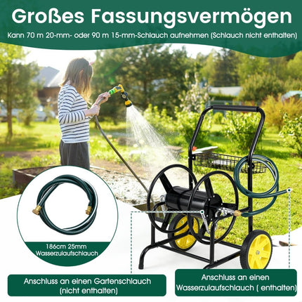 Metal Hose Cart – 70m Capacity, 20mm Hose, Black
