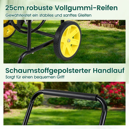 Metal Hose Cart – 70m Capacity, 20mm Hose, Black