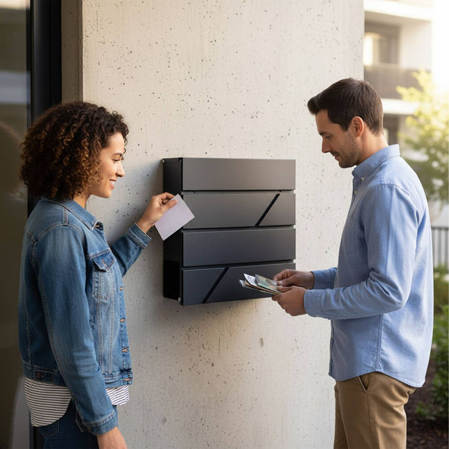 Metal Mailbox with Newspaper Slot and Lock