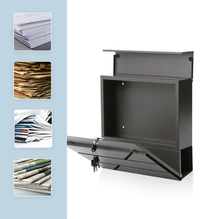Metal Mailbox with Newspaper Slot and Lock