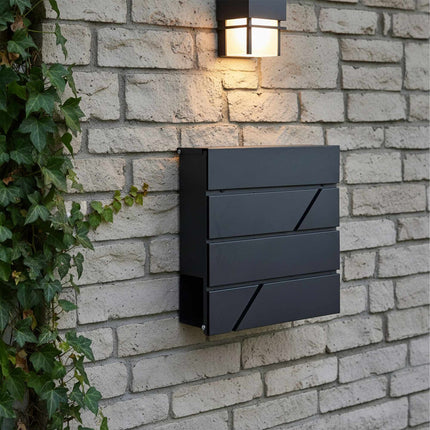 Metal Mailbox with Newspaper Slot and Lock