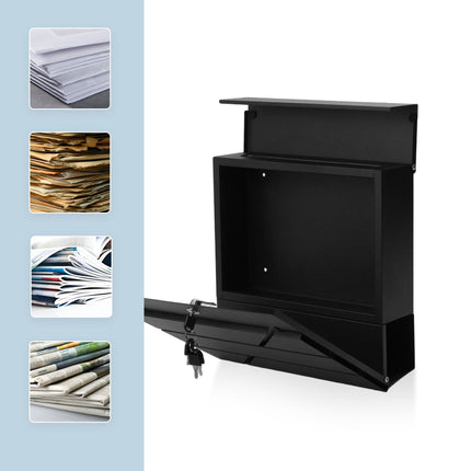 Metal Mailbox with Newspaper Slot and Lock