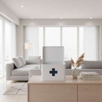 Metal Medicine Storage Box with 4 Compartments