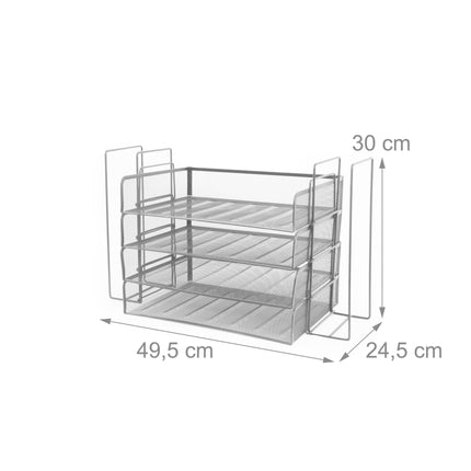 Metal Mesh Document Organizer, 4-Tier A4, Side Racks