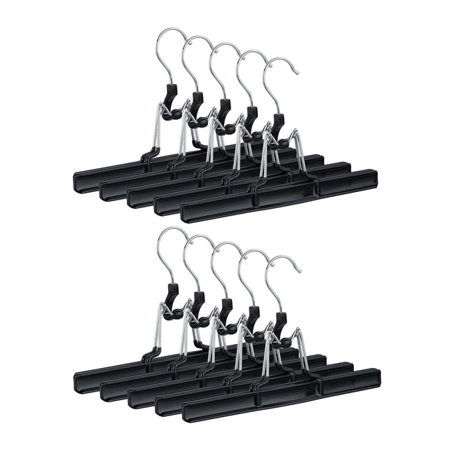Metal Pants Hangers, Black PVC-Coated Clamp Holders
