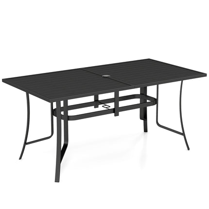 Metal Patio Dining Table 63 x 33, Seats 6, Umbrella Hole