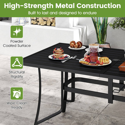 Metal Patio Dining Table 63 x 33, Seats 6, Umbrella Hole