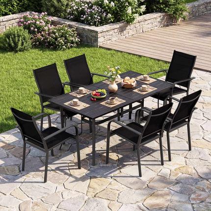Metal Patio Dining Table 63 x 33, Seats 6, Umbrella Hole