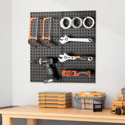 Metal Pegboard Panels 2 Pack, 24 x 12 in, 88 lb Capacity, Black