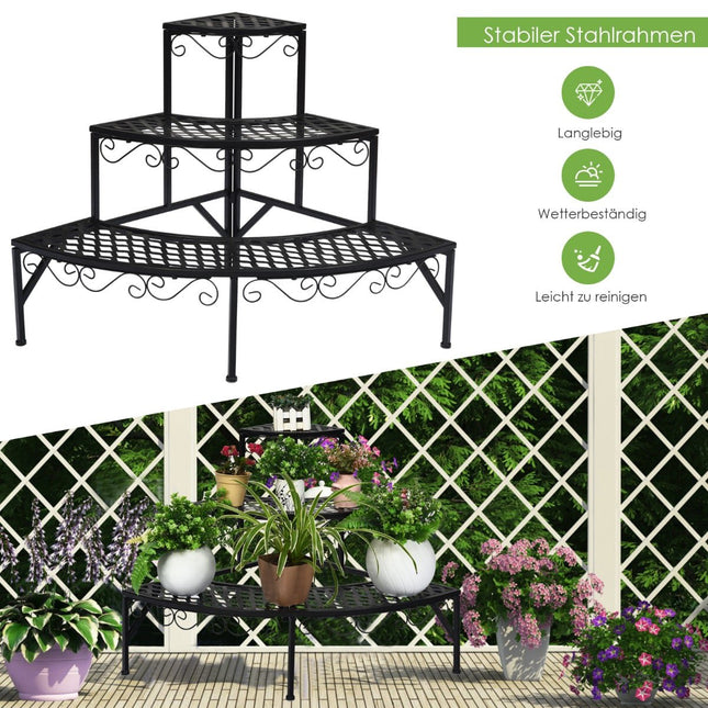 Metal Plant Stand, 3-Tier, 59x59x60 cm, Black