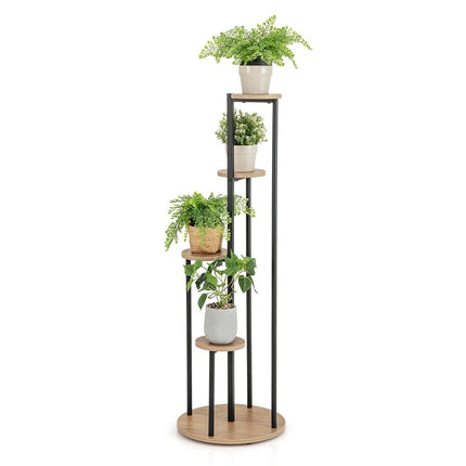 Metal Plant Stand – 4-Tier Black Ladder Shelf for Pots