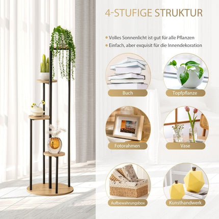 Metal Plant Stand – 4-Tier Black Ladder Shelf for Pots