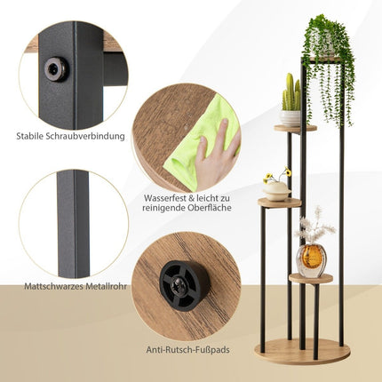 Metal Plant Stand – 4-Tier Black Ladder Shelf for Pots