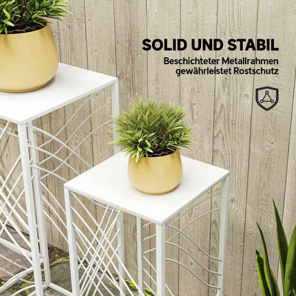 Metal Plant Stands Set, 3 Sizes, White, Rust-Resistant