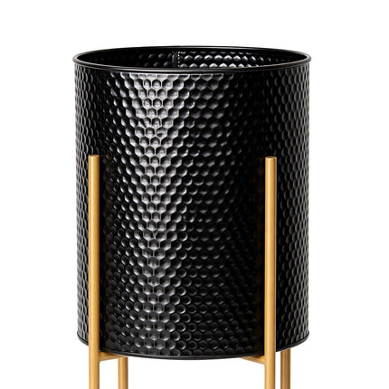 Metal Plant Stands, Set of 2 – Black-Gold Finish